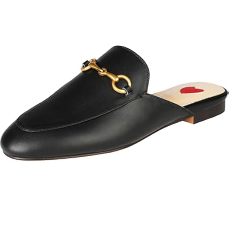 Vertundy Women's Mules Low Heel Flats Leather Slip On Backless Sandals for Girls Lady Work Slides | Amazon (US)