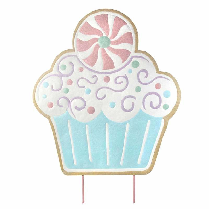 Mrs. Claus' Bakery Pastel Cupcake Metal Yard Stake, 48" | At Home