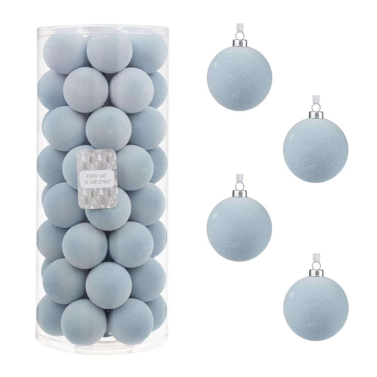 Every Day is Christmas Velvet 50ct 57cm/2.24" Christmas Ornaments, Shatterproof Christmas Tree Or... | Target