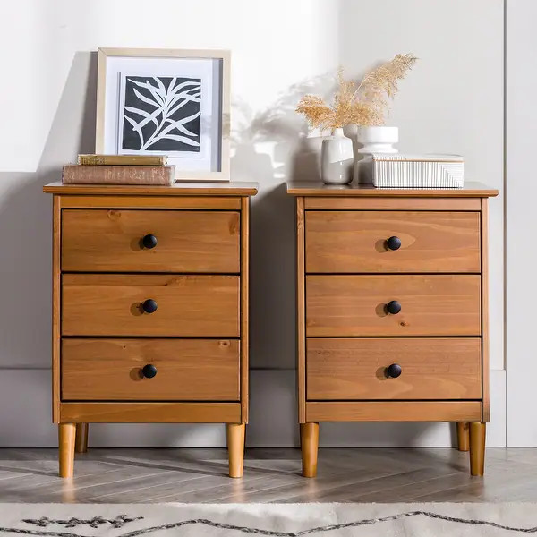 Middlebrook Bullrushes Solid Wood 3-Drawer Nightstand, Set of 2 - White | Bed Bath & Beyond