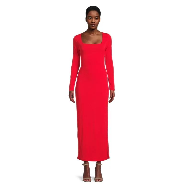 Liv & Lottie Juniors Scoop Neck Bodycon Maxi Dress with Long Sleeves, Sizes S-XL | Walmart (US)