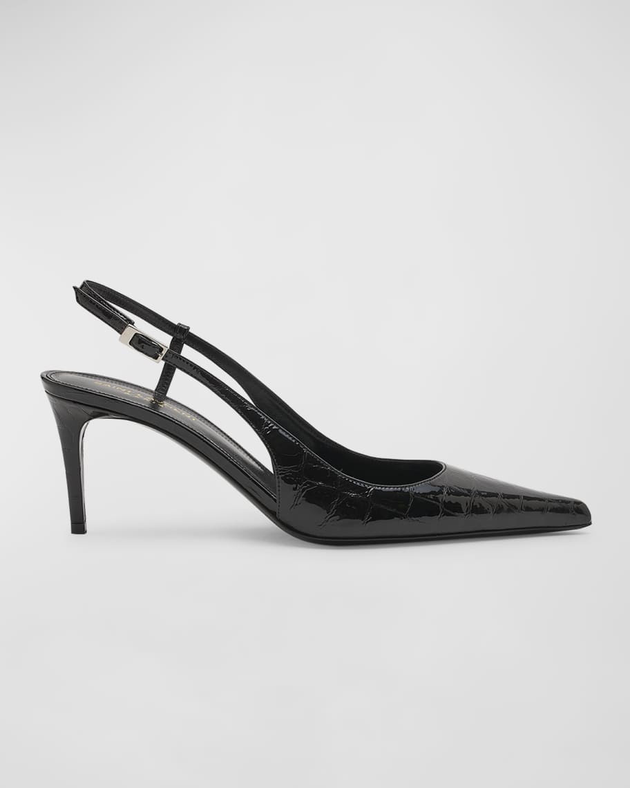 Vendome Croco Slingback Pumps | Neiman Marcus