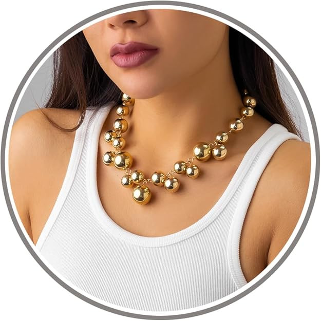 Faux Pearl Necklace for Women Big Pearl Necklace Chunky Pearl Necklace Exaggerated Large Pearl Ch... | Amazon (US)