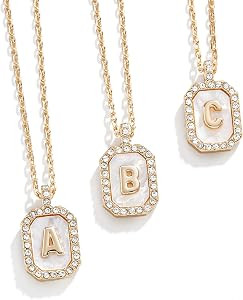 Gold & Mother of Pearl Initial Necklace | Amazon (US)