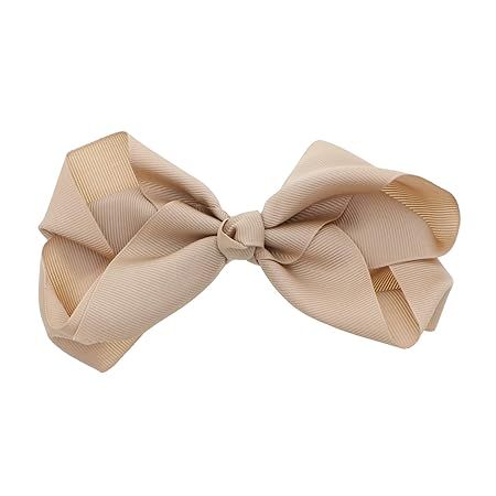 5.5 Inch Grosgrain Hair Bow Clip For Woman And Girls (Beige) | Amazon (US)