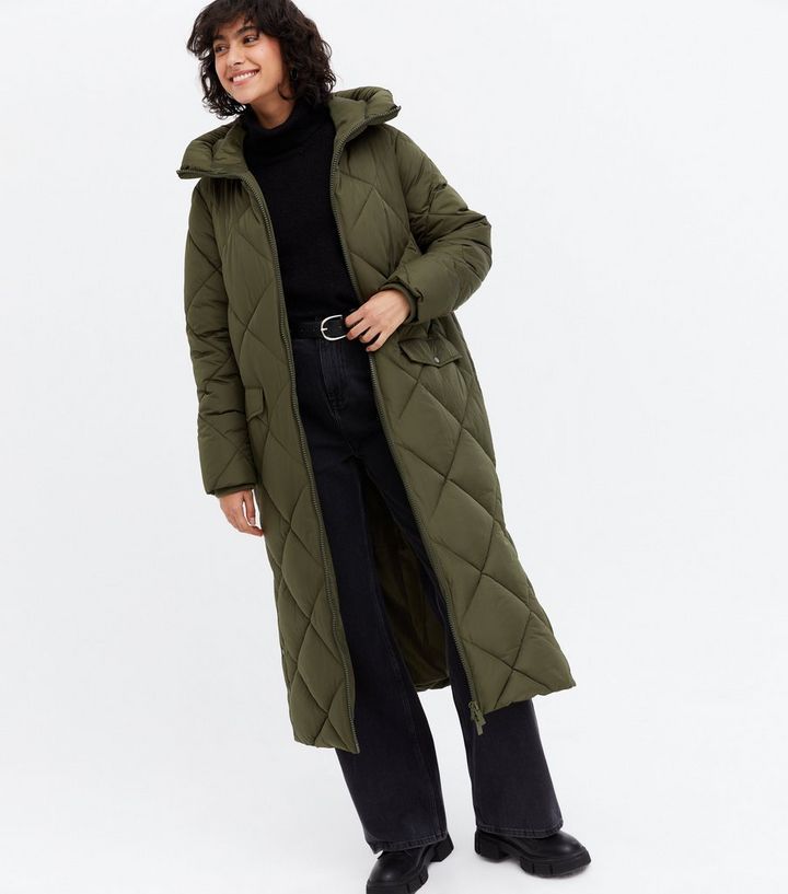 Khaki Quilted Long Puffer Coat
						
						Add to Saved Items
						Remove from Saved Items | New Look (UK)
