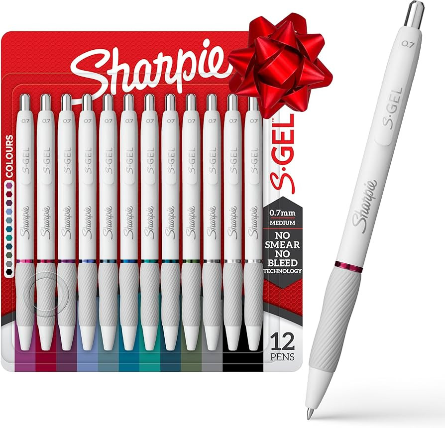 Sharpie S-Gel Pens, Fashion Barrel Gel Pens, Pearl White Body, Medium (0.7mm) Point, Bold Ink Col... | Amazon (US)