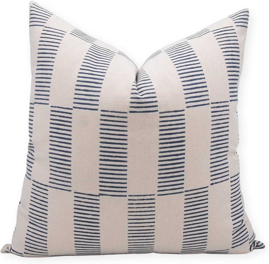 Fabritual Block Print Duck Canvas 18x18 Throw Pillow Covers, Handmade Vintage Pillow Covers for S... | Amazon (US)