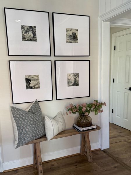 Gallery wall, wall art, frames, artwork, wood bench, accent wall, throw pillows, spring florals, vases, styling books 

#LTKstyletip #LTKhome