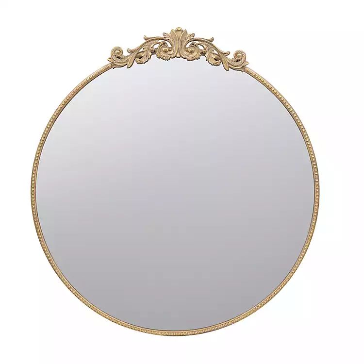 Round Antique Gold Floral Scroll Mirror, 39 in. | Kirkland's Home