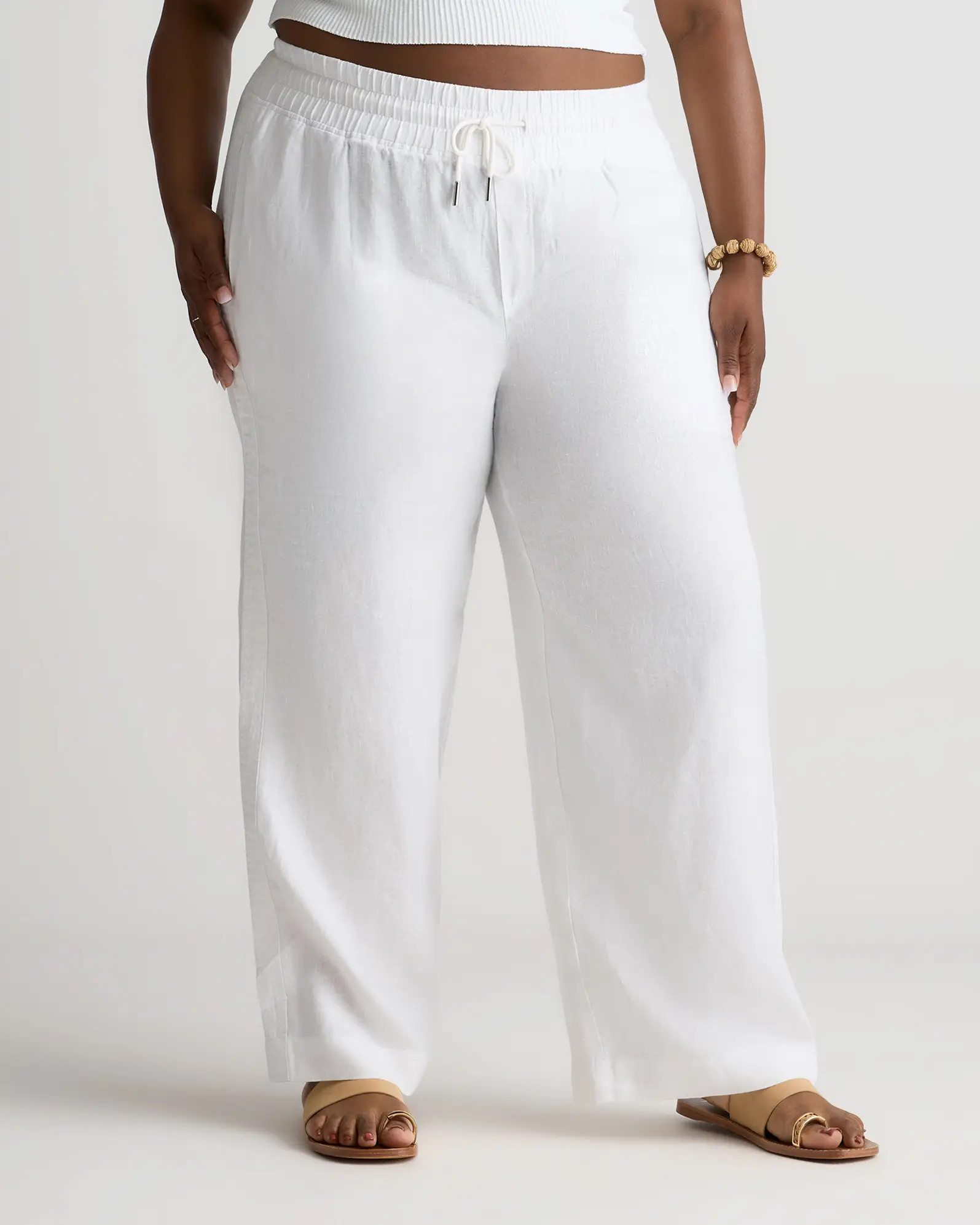 100% European Linen Wide Leg Pants in White | Quince