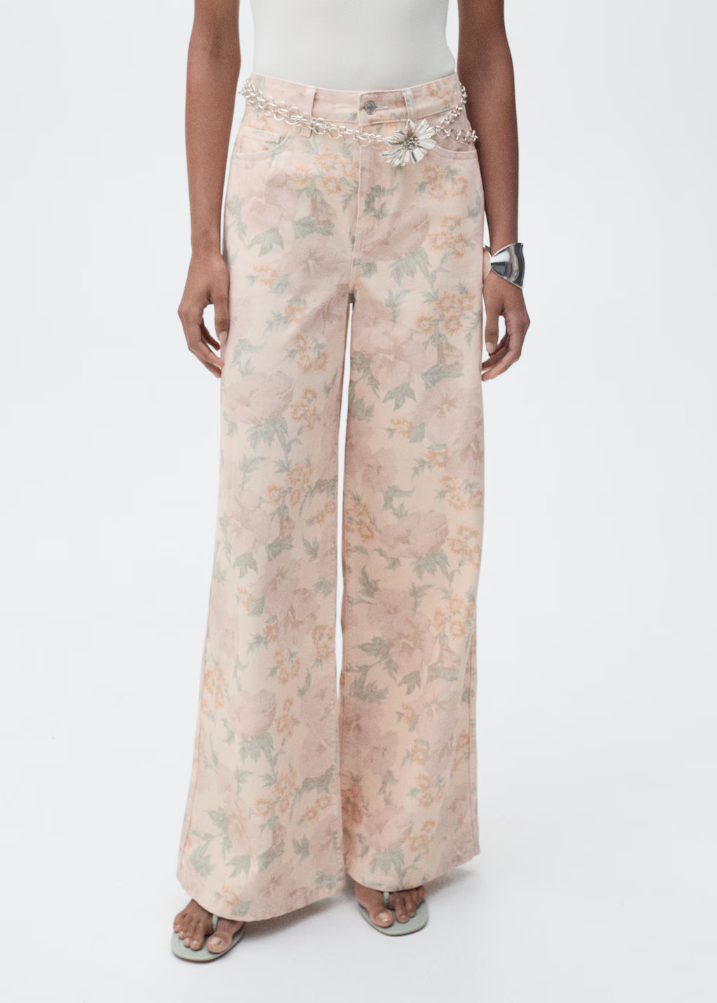 Floral-print wideleg jeans | Mango (US/MX/AU)