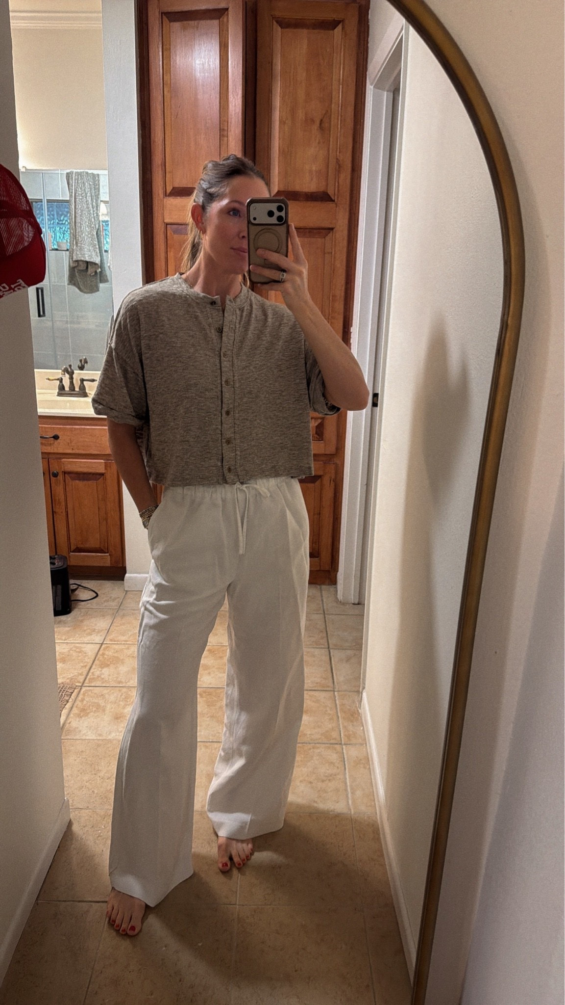 I wear these pants several times a month! They wash and dry, are not see through, and go with just about everything. Wearing size small!