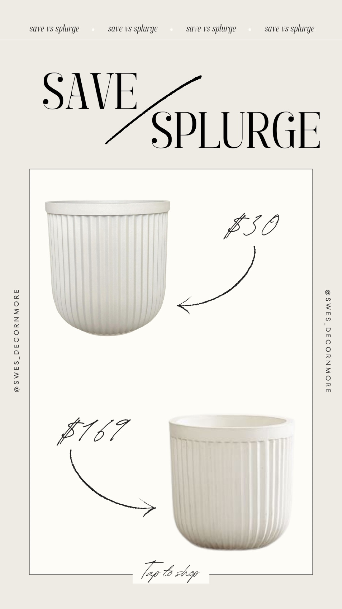 Save or Splurge on this simple but beautiful fluted concrete outdoor planter from Pottery Barn! This Better Homes and Garden planter is from Walmart and is perfect for a budget friendly buy! Both would look great in any styled space! 

#LTKStyleTip #LTKHome #LTKSeasonal