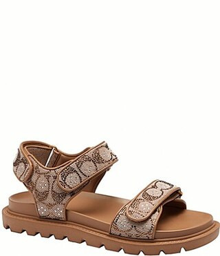 COACH Brynn Crystal Limited Edition Signature Jacquard Banded Sandals - 6.5 | Dillard's