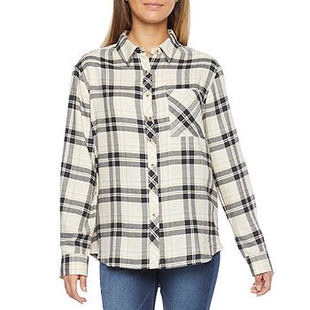 Arizona Juniors Womens Long Sleeve Regular Fit Button-Down Shirt | JCPenney