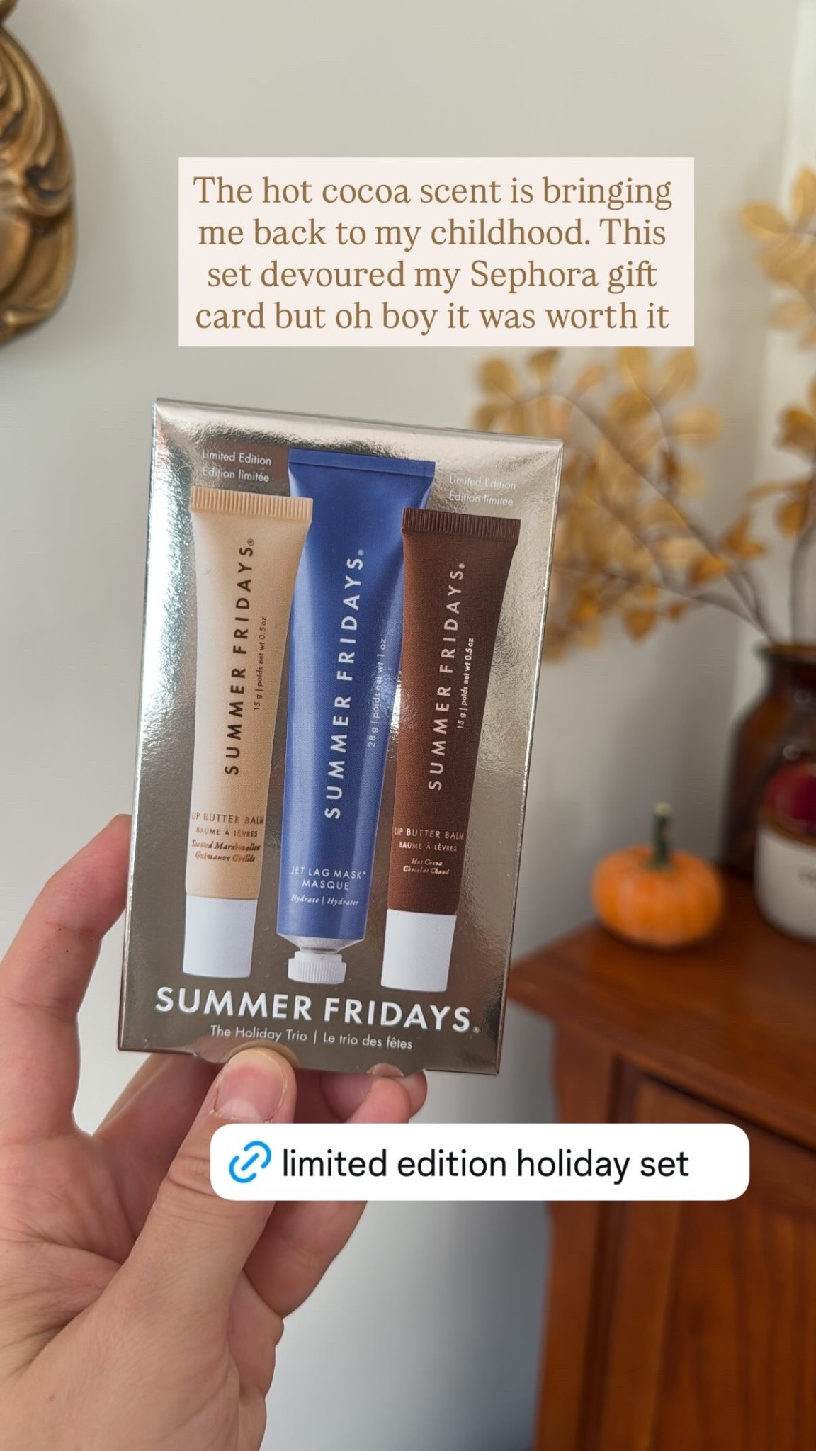 The hot cocoa scent is unreal. 

Lip balm, lip butter, holiday gift idea, limited edition beauty set, holiday beauty set, summer Friday, Sephora finds, hot cocoa lip butter 

#LTKFindsUnder50 #LTKBeauty #LTKHoliday