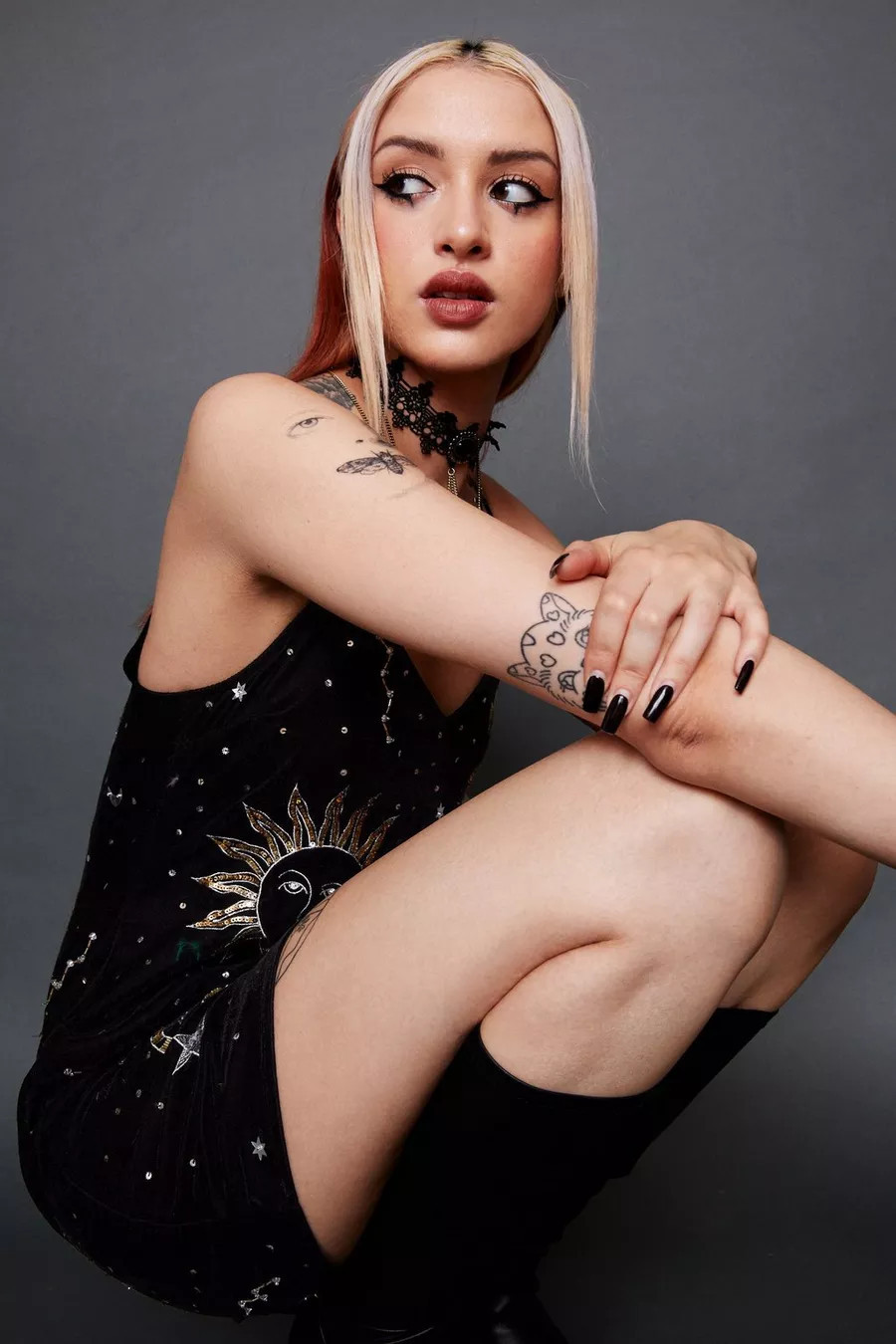 Velvet Sun And Star Embellished Mini Dress | Nasty Gal (US)