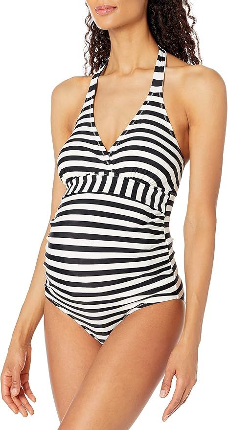 Motherhood Maternity Women's One Piece Surplice Halter Neck Swimsuit | Amazon (US)