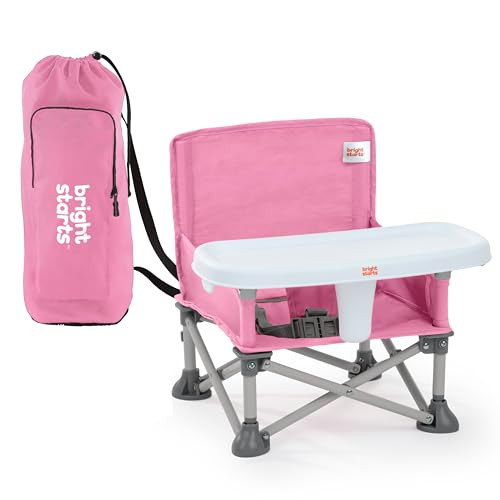 Bright Starts Pop 'N Sit Portable Booster, Indoor/Outdoor Use, Floor Seat with Feeding Tray, Pink, 6 Mos - 3 Yrs | Amazon (US)