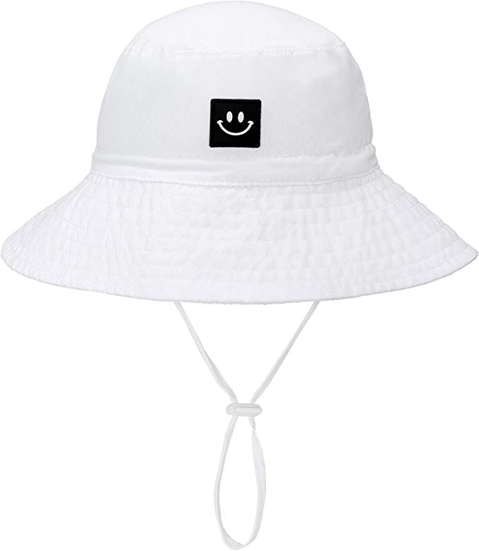 Baby Sun Hat Smile Face Toddler UPF 50+ Sun Protective Bucket hat Nice Beach hat for Baby Girl bo... | Amazon (US)