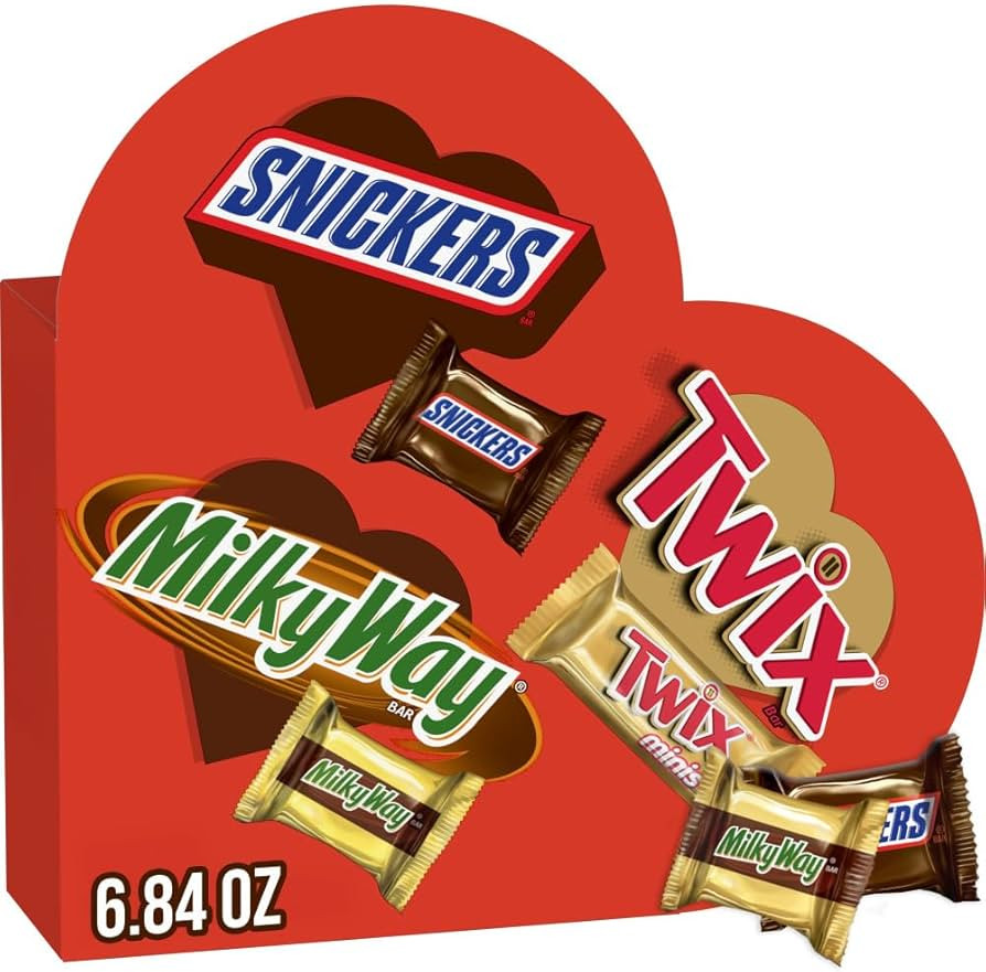 SNICKERS, TWIX & MILKY WAY Valentines Day Assorted Chocolate Candy, Heart-Shaped Gift Box, 6.84 o... | Amazon (US)