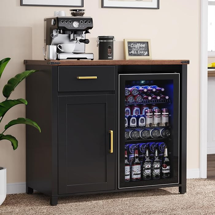 GDLF Coffee Bar with Mini Fridge Space, Mini Fridge Cabinet Stand\uff0cLiquor Wine Cabinet for Do... | Amazon (US)
