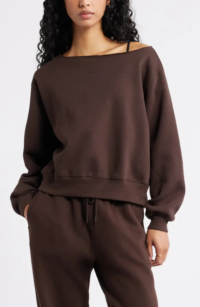 Fleece Detail Off the Shoulder Sweatshirt | Nordstrom