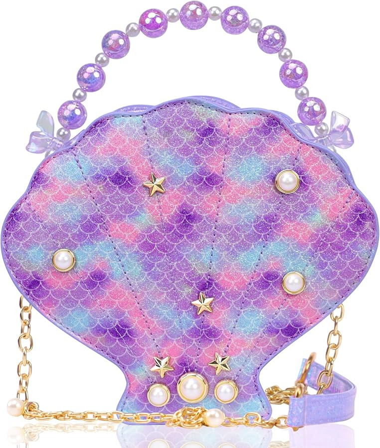 Shells Little Girl Crossbody Purse for Toddler,Shoulder Handbag,Pearl Princess Clutch Bag,Gifts f... | Amazon (US)