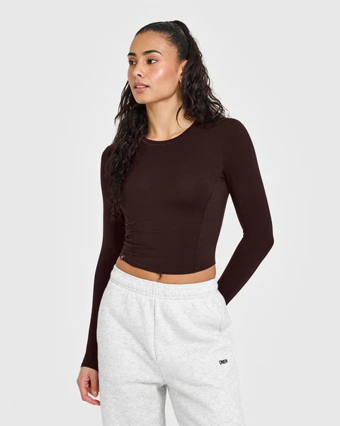 Mellow Soft Mid Long Sleeve Top 
 70% Cocoa | Oner Active (UK / US)
