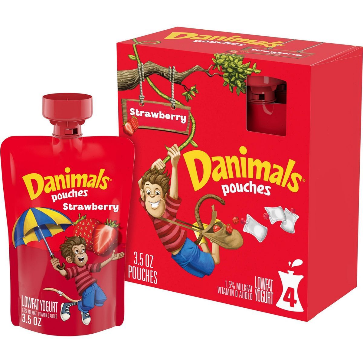 Danimals Strawberry Kids' Squeezable Yogurt - 4ct/3.5oz Pouches | Target