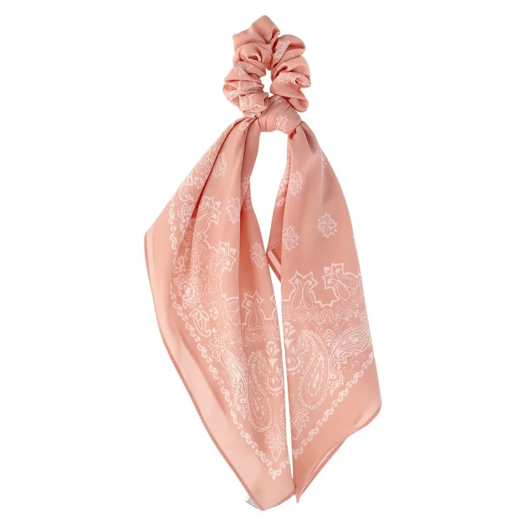 Madden NYC Women's Bandana Tie Scrunchie, 2-Pack, Ivory/Blush | Walmart (US)