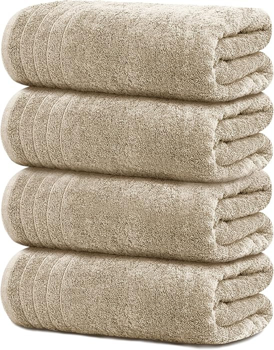 Tens Towels 4 Piece Extra Large Bath Towels 30 x 60 Inches, Beige | Amazon (US)