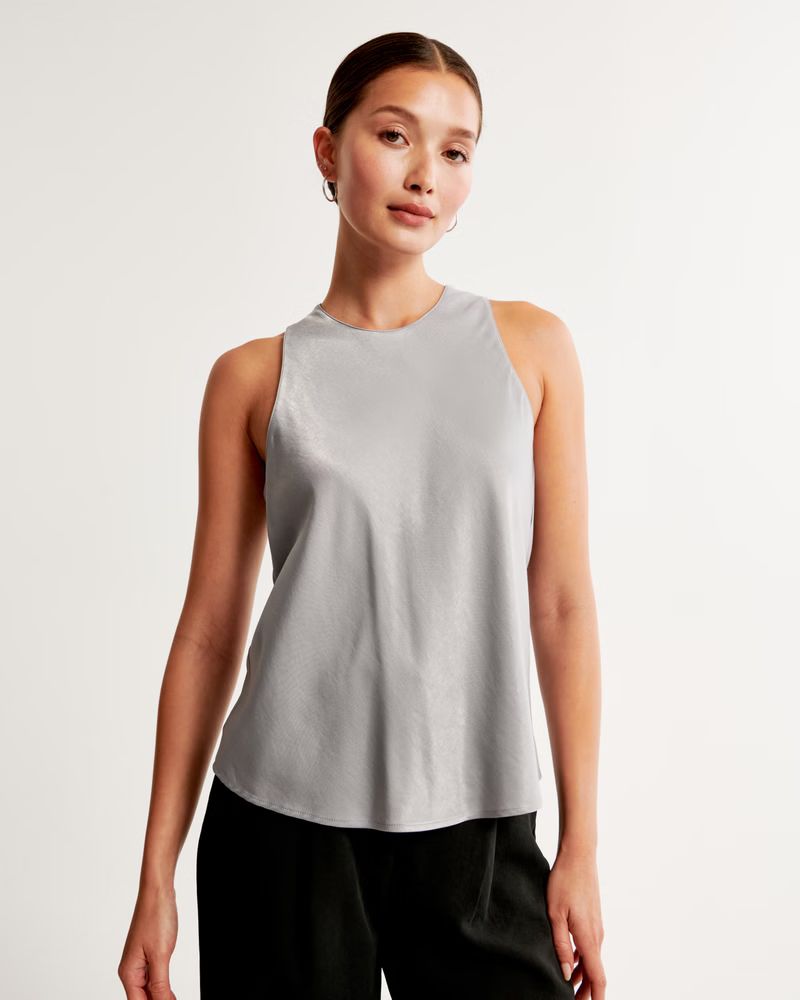 Women's Elevated Satin High-Neck Set Top | Women's Tops | Abercrombie.com | Abercrombie & Fitch (US)