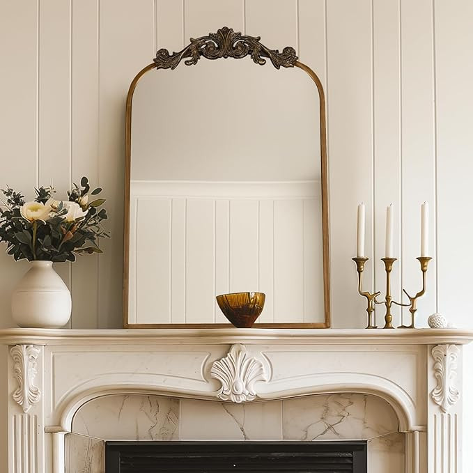 USHOWER Gold Anthropologie Vintage Mirrors for Wall, 24" x 36" Antique Baroque Style with Ornate ... | Amazon (US)