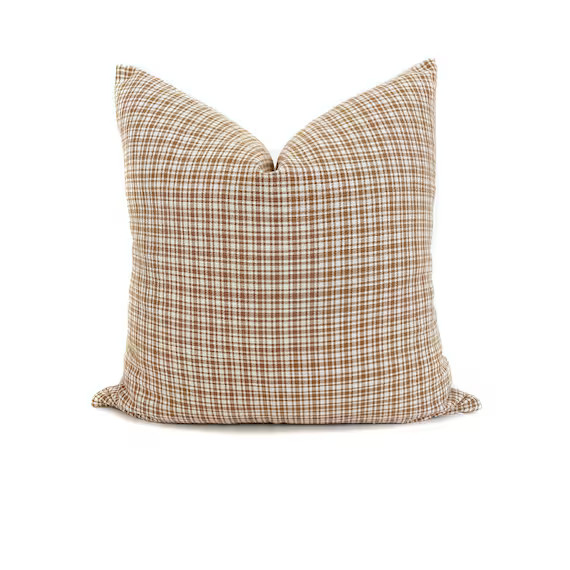 Gingham Pillow Cover Rust Cream Classic High End Cushion Cotton Decorative Couch Sofa Bed Throw  ... | Etsy (US)