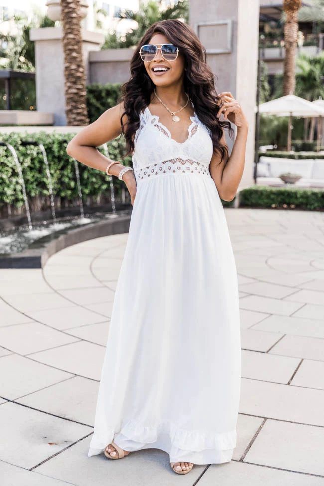 Such A Delight White Lace Maxi | The Pink Lily Boutique