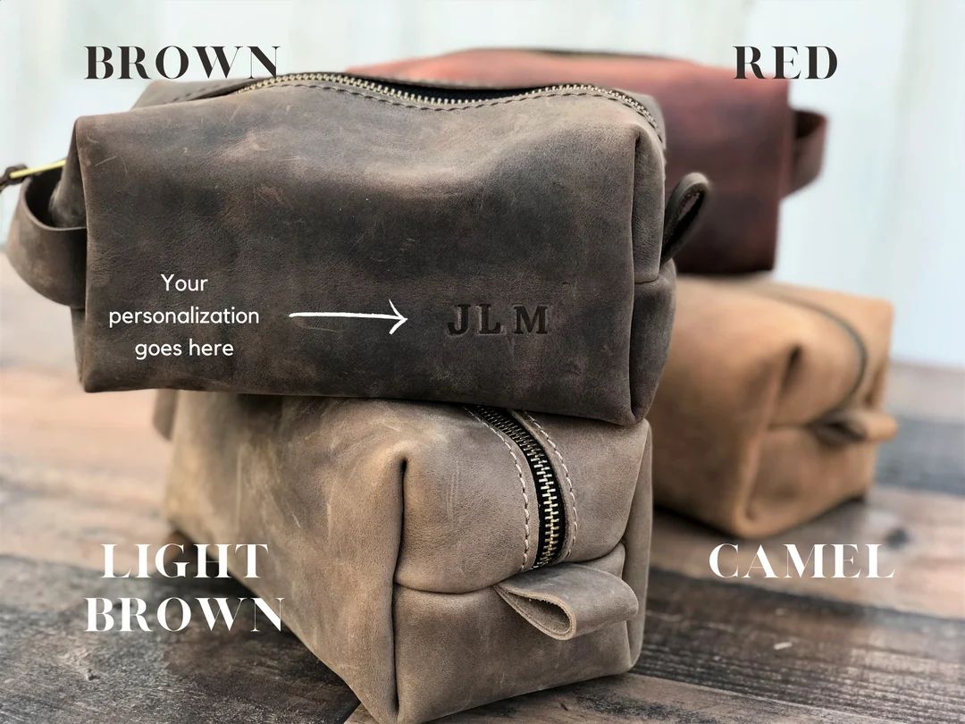 Christmas Gift Toiletry Bag Personalized Leather Dopp Kit - Etsy | Etsy (US)