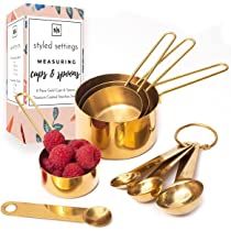 Modern Stainless Steel Measuring Cups and Spoons Set, Gold - Stackable, Stylish, Sturdy Metal Measur | Amazon (US)