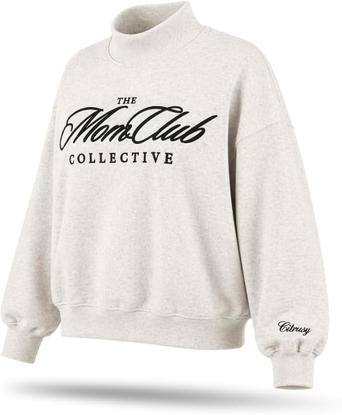 CITRUSY Mom Club Mockneck Oversized Sweatshirt | Turtleneck Mama Sweater for Women | Boy Mom Girl... | Amazon (US)