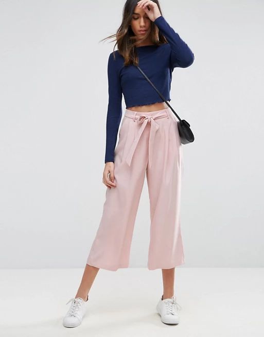 ASOS Tailored Culotte with Tie Waist in Crepe | ASOS US