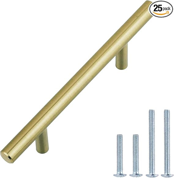 Amazon Basics Euro Bar Cabinet Handle (3/8-inch Diameter), 5.38-inch Length (3-inch Hole Center),... | Amazon (US)