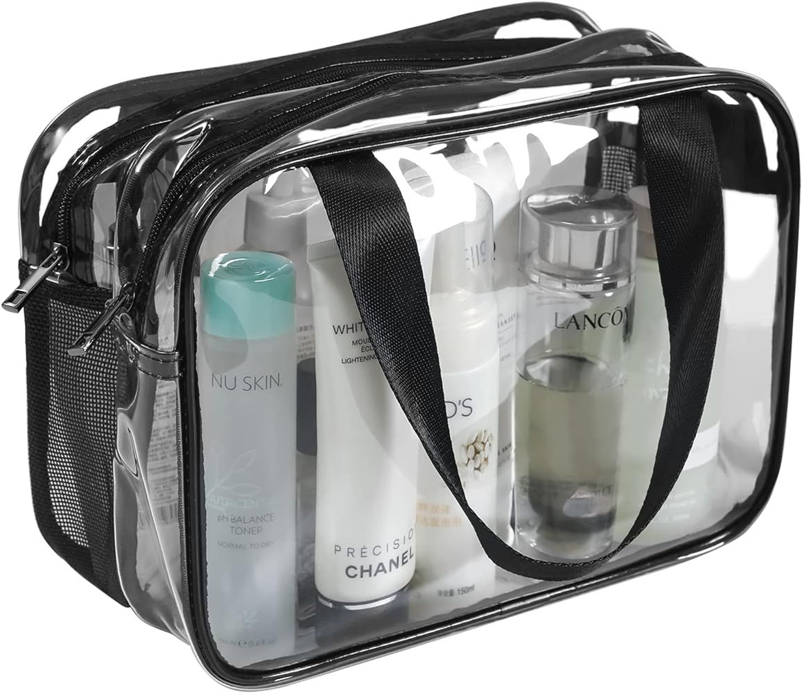 Amazon.com: Clear Cosmetics Bag Toiletry Bag, Large Clear Travel Bag for Toiletries, Waterproof &... | Amazon (US)