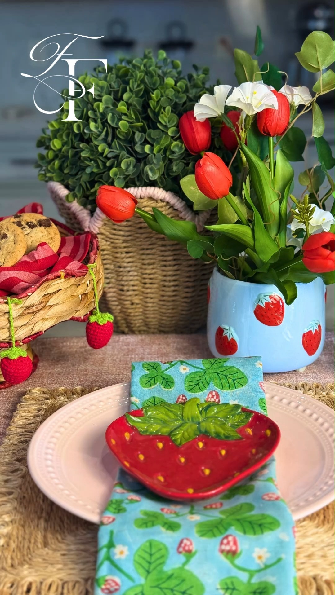 A little French café moment, but make it spring 🍓💙

#worldmarket finds, strawberry themed. Soft light blue, sweet strawberry details, and the kind of table setting that feels like it belongs on a quiet morning in Paris. The plates, napkins, and pots are so effortlessly charming, @worldmarket. The strawberry serving stand with delicate crochet touches completely stole my heart🍓🩷

Just missing a café crème and a warm croissant 🥐🩷
#ltktablescape 

 #LTKdayinmylife #LTKHome
