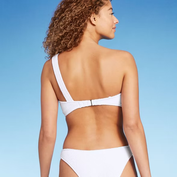 Women's Lightly Lined Pucker Textured One Shoulder Bikini Top - Shade & Shore™ | Target