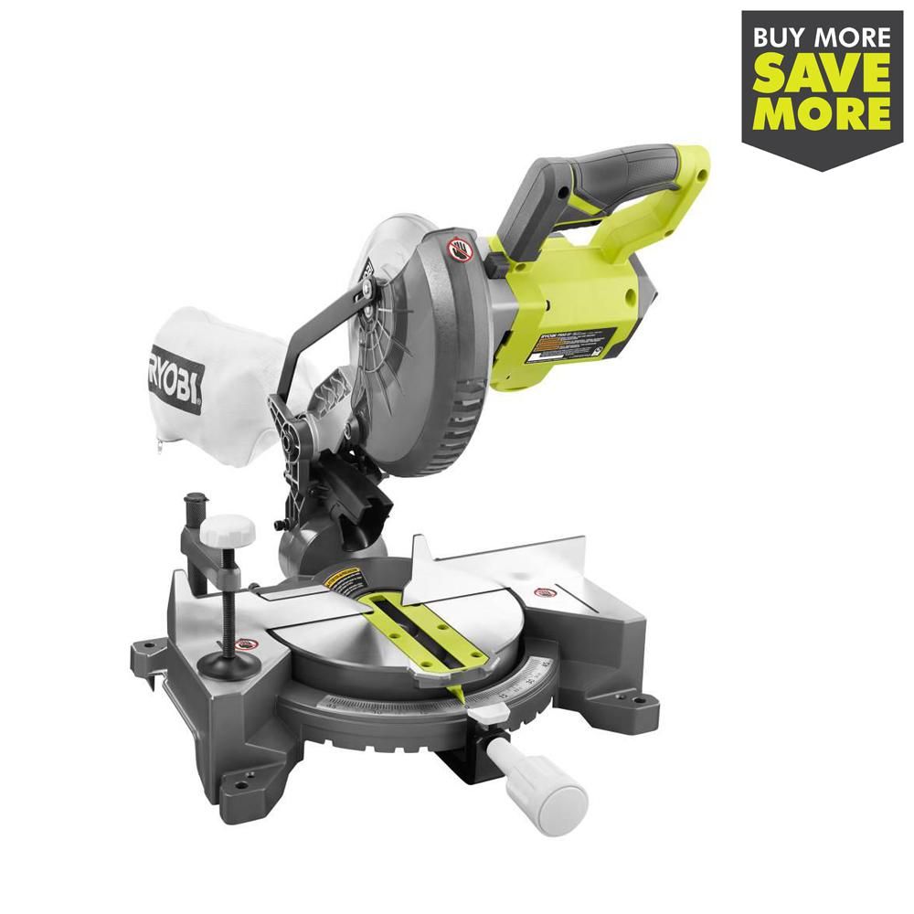 RYOBI 18-Volt ONE+ Cordless 7-1/4 in. Compound Miter Saw (Tool Only) with Blade and Blade Wrench-... | The Home Depot