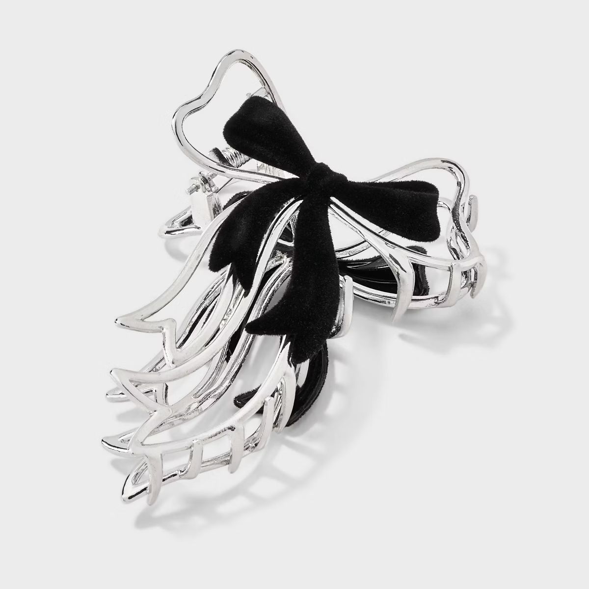 Flocked Bow Claw Hair Clip - Wild Fable™ Black/Silver | Target