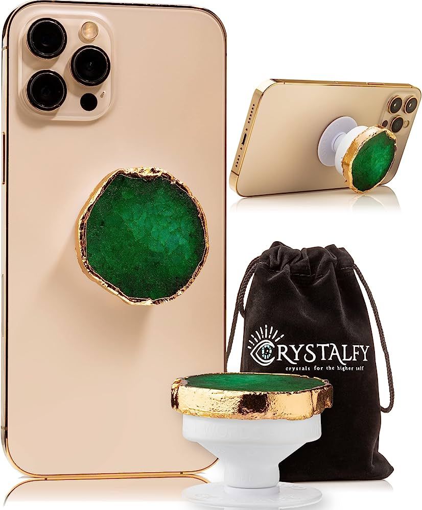 CRYSTALFY Crystal Phone Grip & Phone Stand: Authentic Natural Gemstone Swappable Top, Expandable ... | Amazon (US)