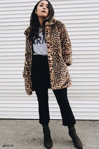 FOREVER21 Women's  Leopard Print Faux Fur Jacket | Forever 21 (US)