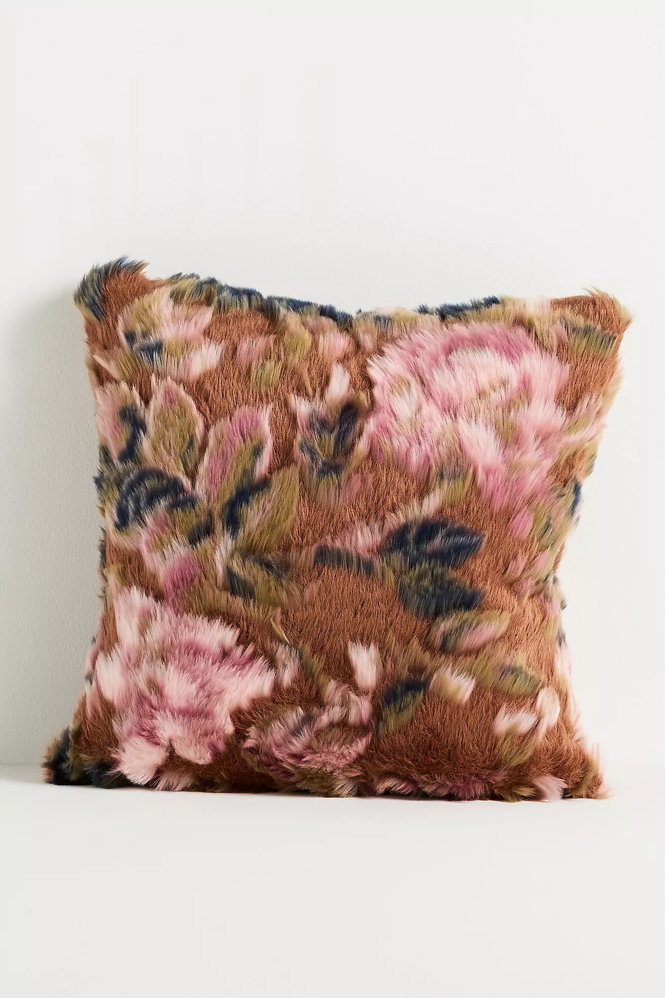 Seren Floral Jacquard Faux-Fur Pillow | Anthropologie (US)